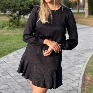 Intermix Black Silk Nicola Dress with Ruffle Hem Size 4